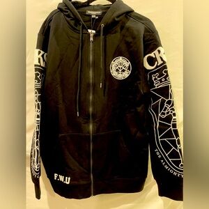 NWT Crooks & Castles Black Sovereign zip up hoodie. Size XL